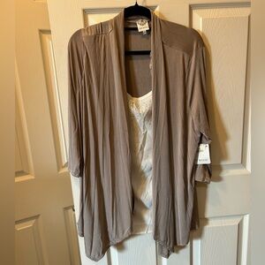 Late August 3X Layered Look Tank Top With Attached Top 2 For 1 Set Beige NWT